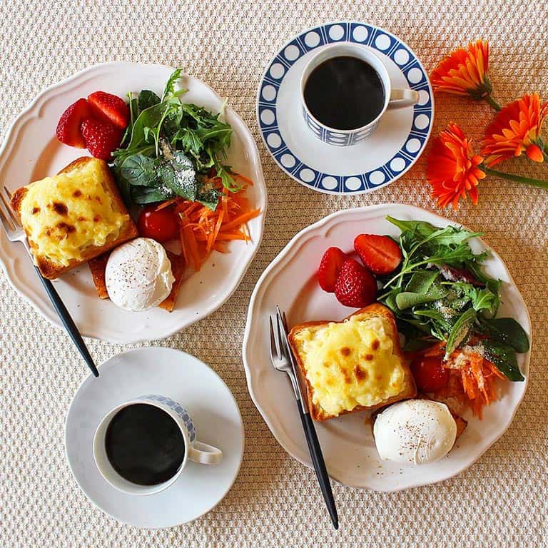 クロックムッシュとポーチドエッグのフレンチプレート