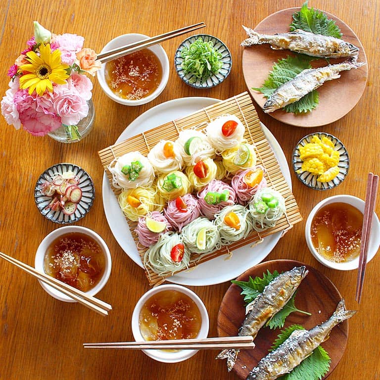 カラフルそうめんの美しワンプレート