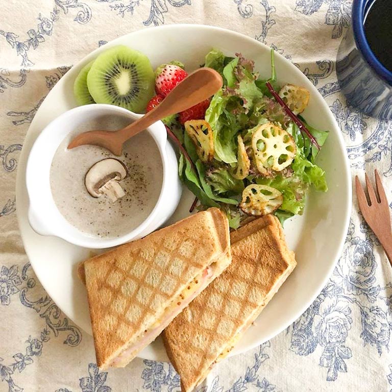 ハニーマスタードとマッシュルームのワンプレート